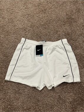 Nike White Mesh Shorts with Black Piping